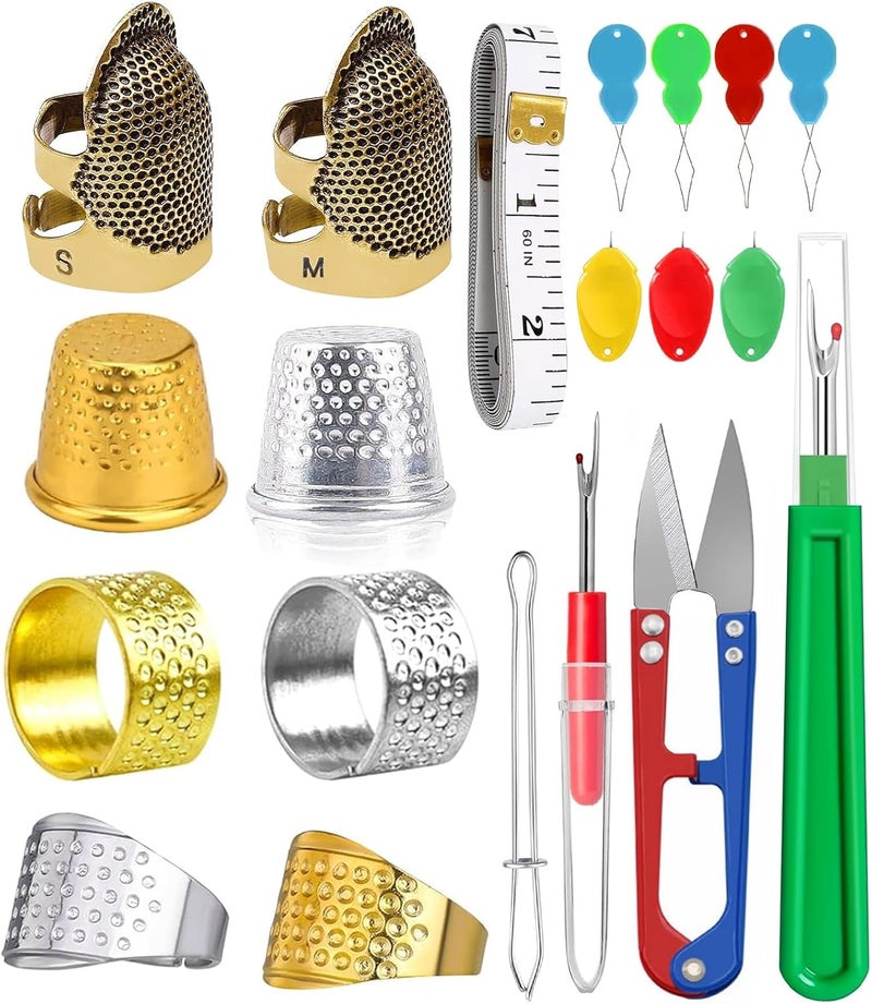 CousDUoBe 20 Pcs Sewing Thimble Kit,thimbles for Hand Sewing，Needle threaders，Seam Rippers for Sewing，Measuring Tape and Thread Snips, Hand Embroidery Craft（Complete Sewing Kit） - Image 1